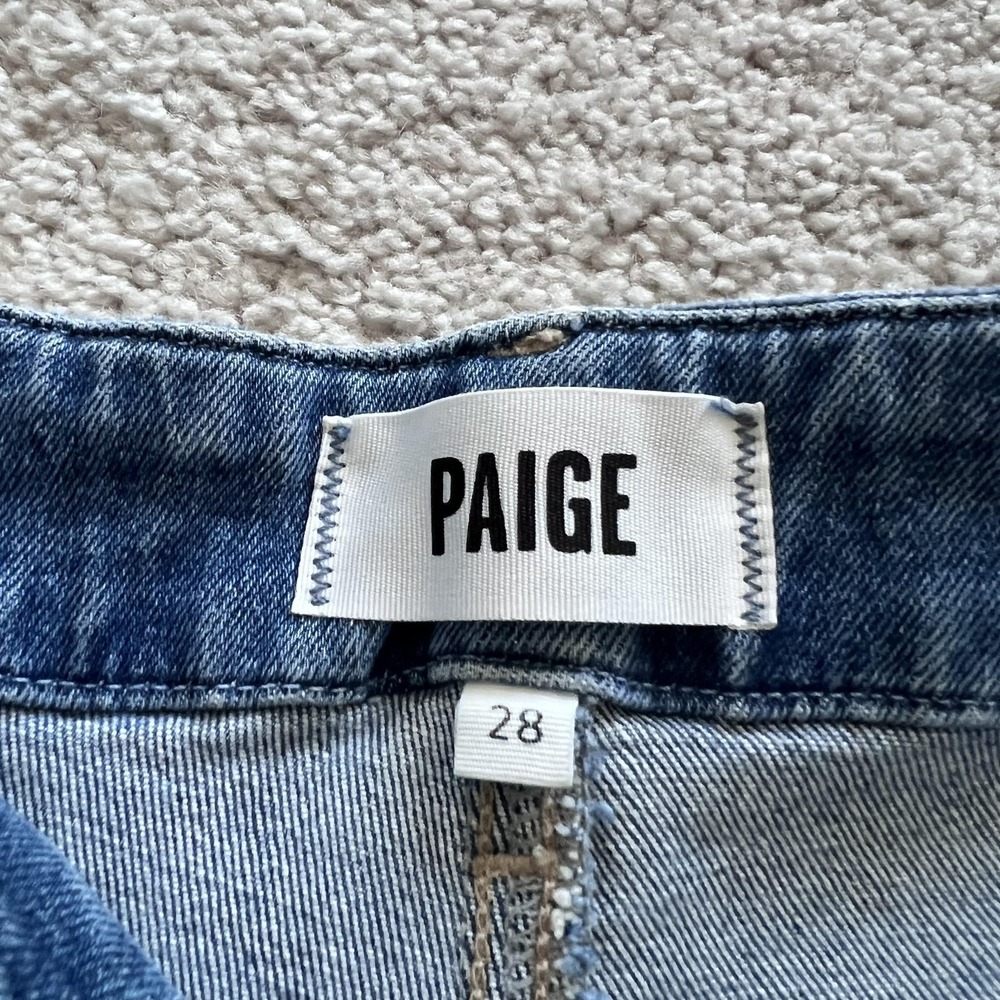 Paige Anessa 31" Viva High Rise Wide Leg Jeans Womens 28 Blue Raw Hem - Picture 7 of 16